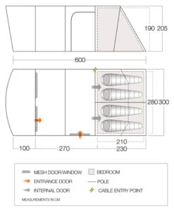 Vango Aether Poled 450XL Tent (2022) -Outdoor Gear Store aether 450xl floorplan low