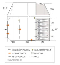 Vango Joro Poled 600XL Tent (2022) -Outdoor Gear Store joro 600xl floorplan low