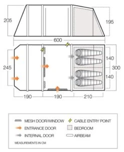Vango Airbeam Vango Joro Air 450 Eco Dura Tent Package (2023) -Outdoor Gear Store joro air 450 floorplan low 1