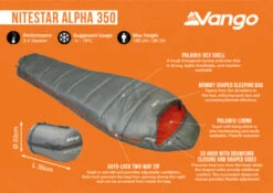 Vango Nitestar Alpha 350 Sleeping Bag (Fog) -Outdoor Gear Store nitestar 350 infographic