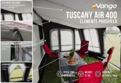 Vango Airbeam Vango Tuscany Air 400 Elements Proshield Caravan Awning (2023) -Outdoor Gear Store tuscany air 400 eps in