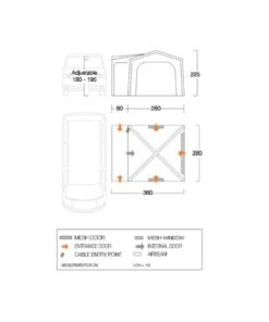 Vango Airbeam Vango Agora Air VW Awning (Shadow Grey) -Outdoor Gear Store vango 2021 awnings floorplan agora vw 1